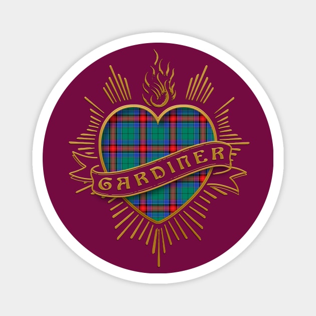 The Gardiner Family Tartan 'Radiant Love Heart' Retro Design Magnet by Plaidify